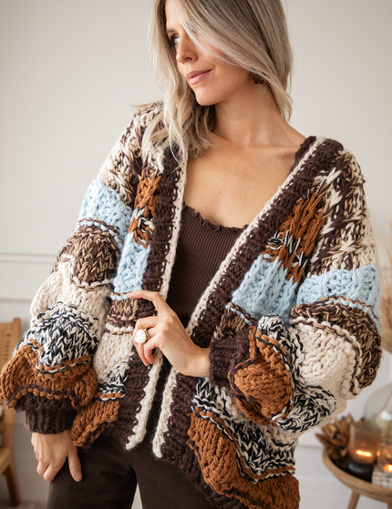 Chunky Shades Brown/Beige - Cardigan