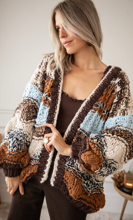 Chunky Shades Brown/Beige - Cardigan