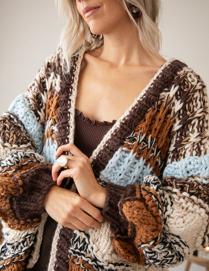 Chunky Shades Brown/Beige - Cardigan