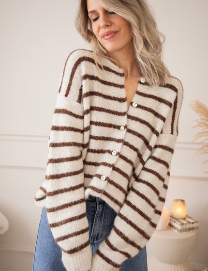 Samantha Stripe Beige/Choco - Vest