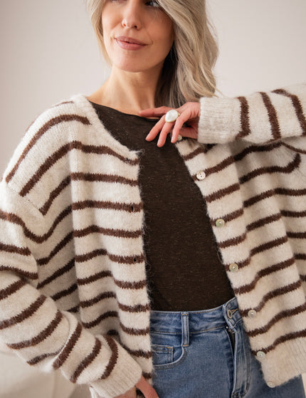 Samantha Stripe Beige/Choco - Vest
