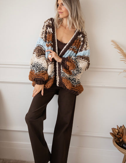 Chunky Shades Brown/Beige - Cardigan