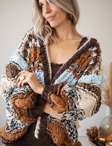 Chunky Shades Brown/Beige - Cardigan