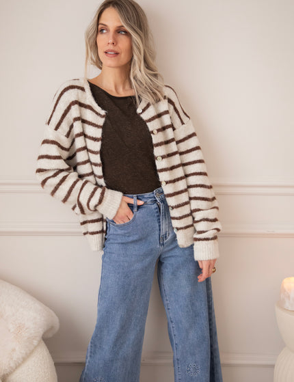 Samantha Stripe Beige/Choco - Vest