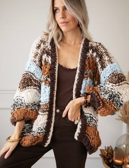 Chunky Shades Brown/Beige - Cardigan