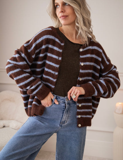 Samantha Stripe Choco/Soft Blue - Vest