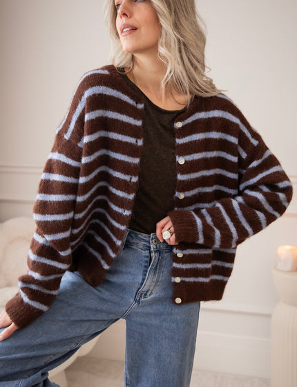 Samantha Stripe Choco/Soft Blue - Vest