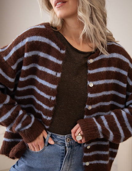 Samantha Stripe Choco/Soft Blue - Vest