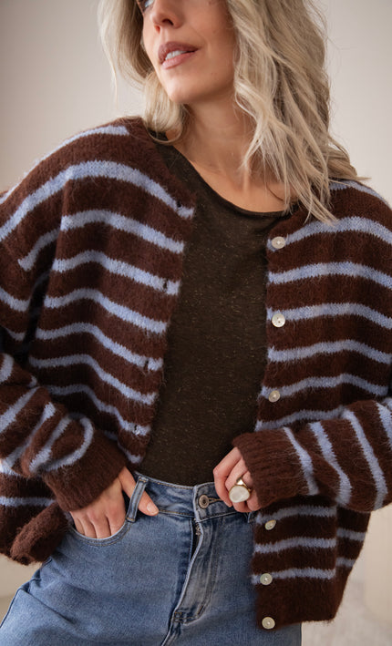 Samantha Stripe Choco/Soft Blue - Vest