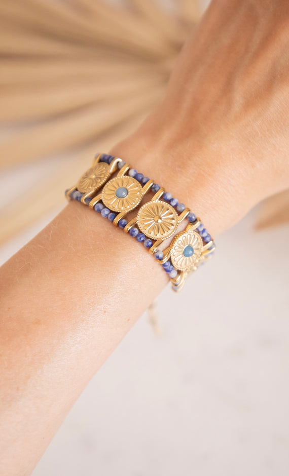 Armband - Precious Circles - Azurblau/Gold