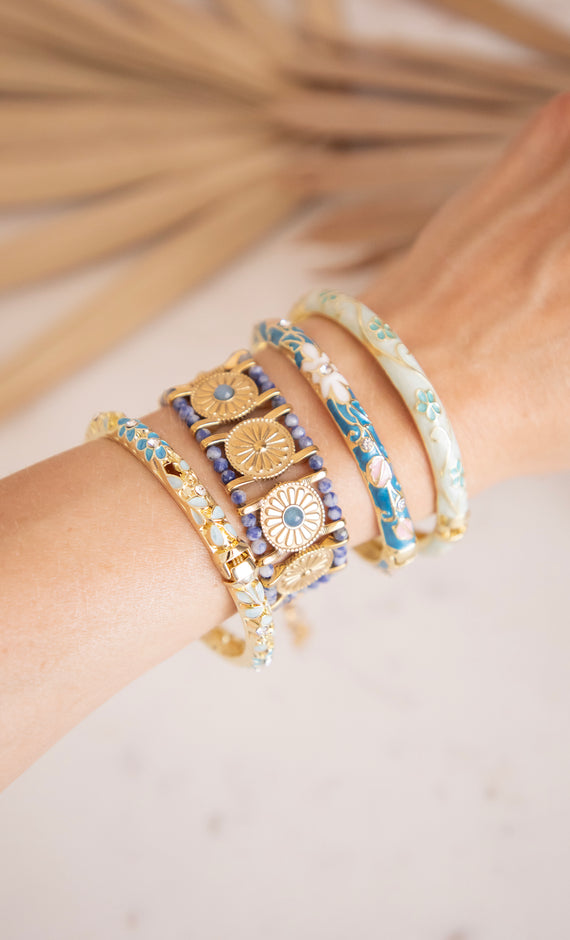 Armband - Bloom Bangle - Blau/Puderrosa