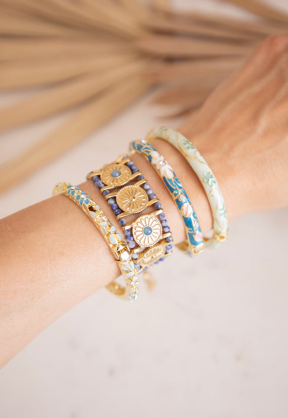 Bloom Bangle Soft Blue/White - Armband