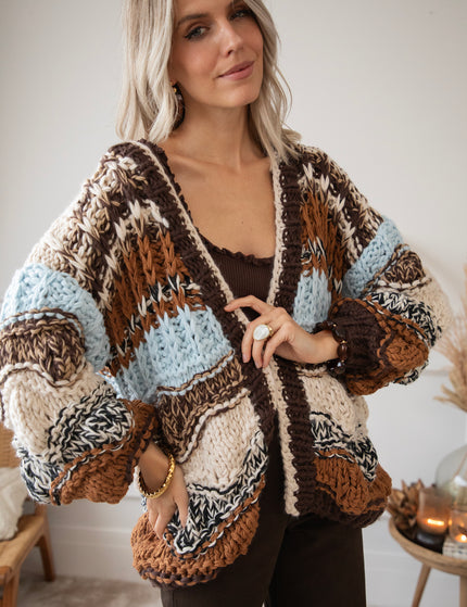 Chunky Shades Brown/Beige - Cardigan