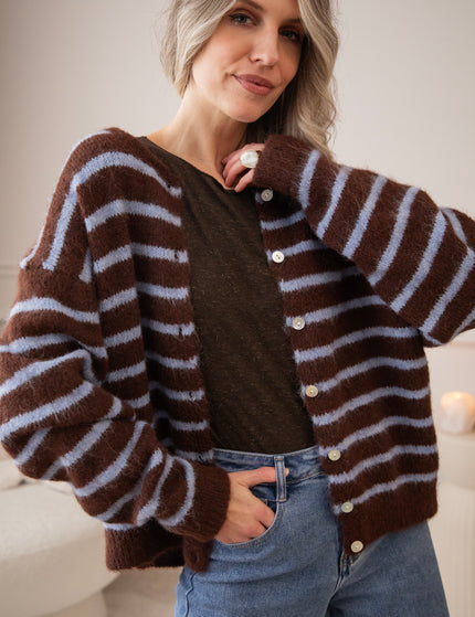 Samantha Stripe Choco/Soft Blue - Vest