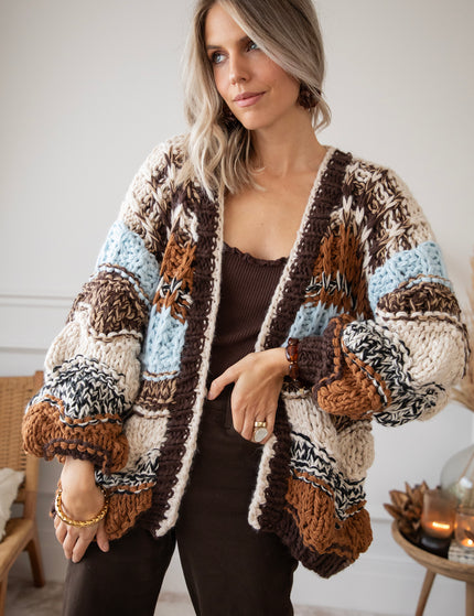Chunky Shades Brown/Beige - Cardigan
