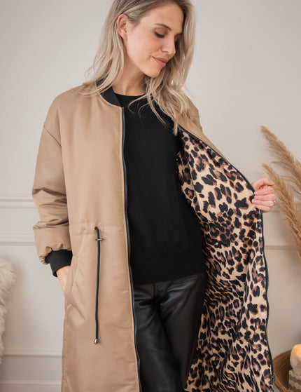 Long Bomber Reversible Beige/Leo - Coat