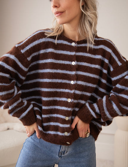 Samantha Stripe Choco/Soft Blue - Vest