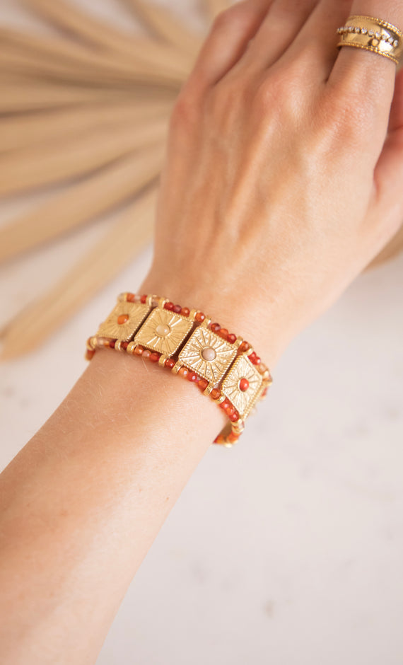 Precious Squares Bordeaux/Gold - Bracelet