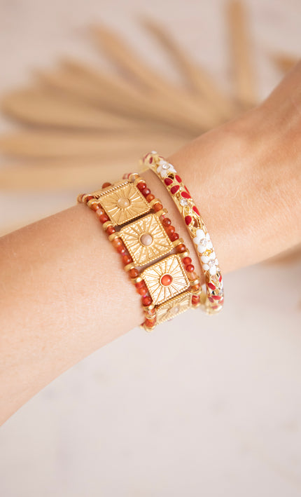 Armband - Precious Squares - Bordeaux/Gold