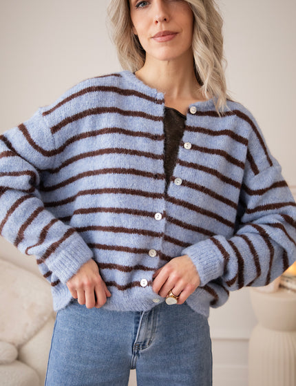 Samantha Stripe Blue/Brown - Cardigan