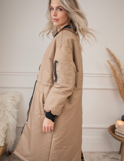 Long Bomber Reversible Beige/Leo - Coat