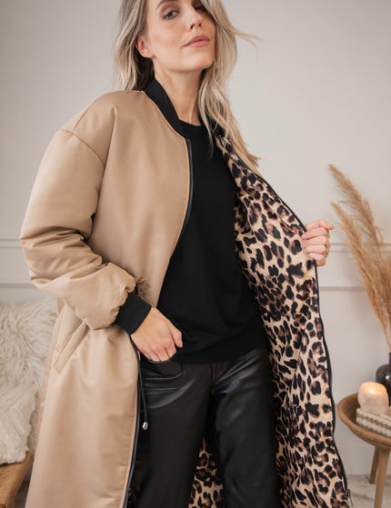 Long Bomber Reversible Beige/Leo - Coat