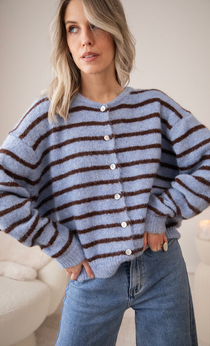 Samantha Stripe Blue/Brown - Cardigan