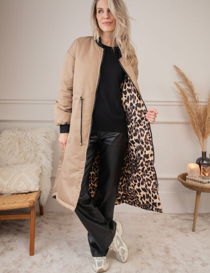 Long Bomber Reversible Beige/Leo - Coat