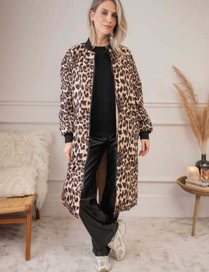 Long Bomber Reversible Beige/Leo - Coat