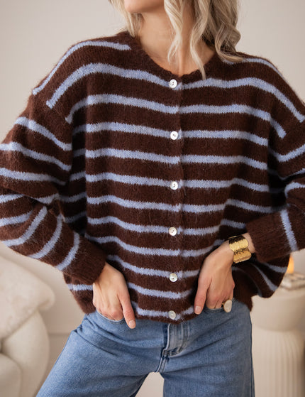 Samantha Stripe Choco/Soft Blue - Vest