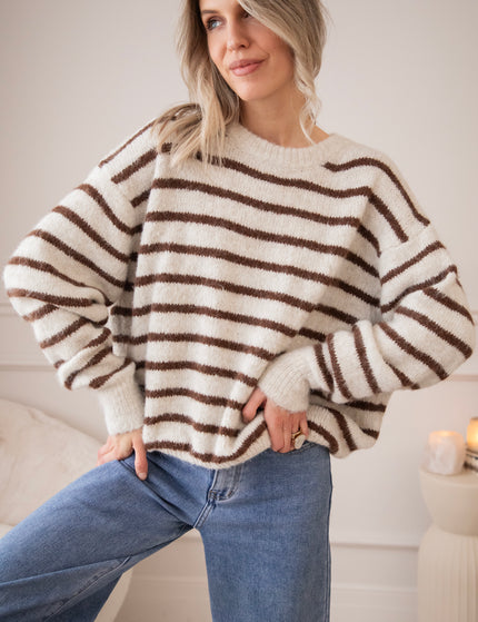 Samantha Stripes Beige/Choco - Sweater