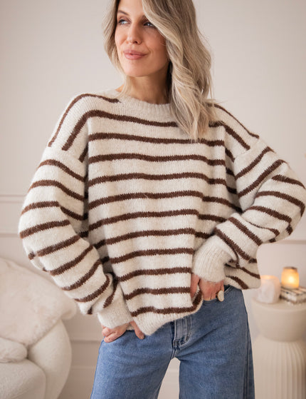 Samantha Stripes Beige/Choco - Sweater