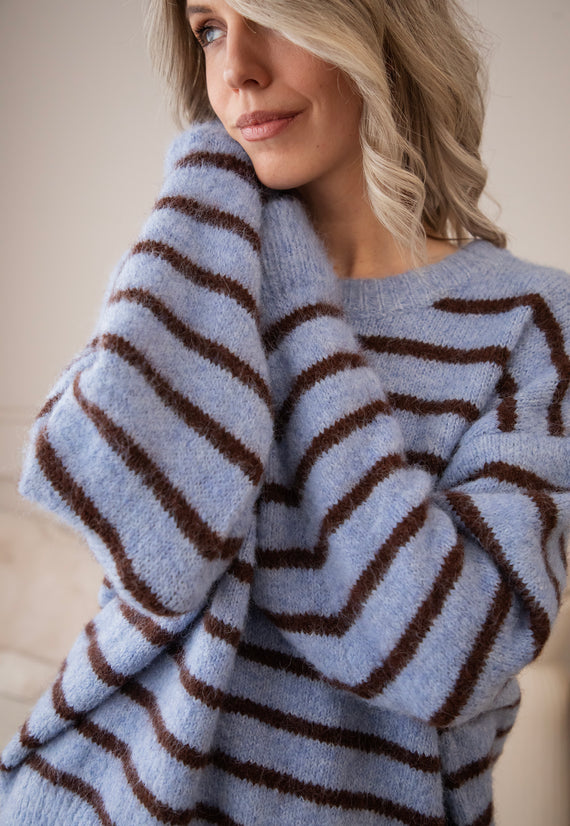 Pullover - Samantha Stripe - Blau/Braun