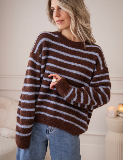 Samantha Stripe Choco/Soft Blue - Sweater