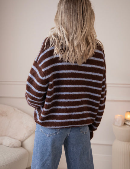 Samantha Stripe Choco/Soft Blue - Sweater