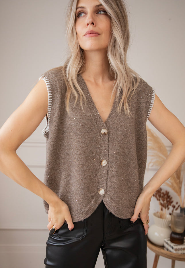 Sparkling Scarlett Taupe - Vest