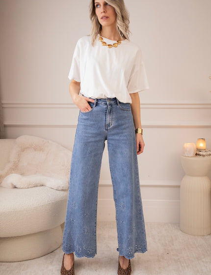 Wide Wildflower Blue - Jeans