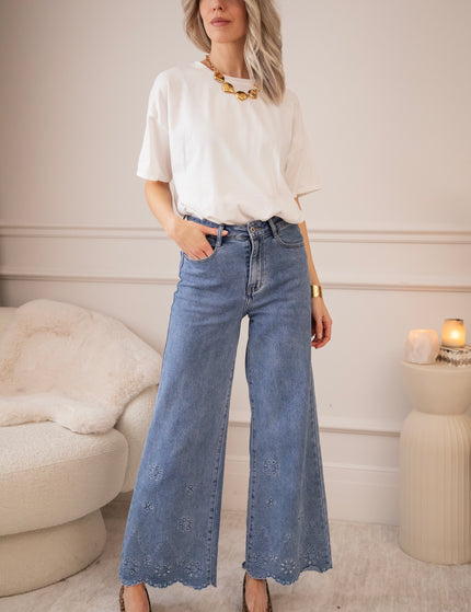 Wide Wildflower Blue - Jeans