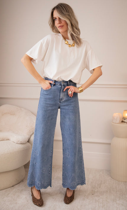 Wide Wildflower Blue - Jeans