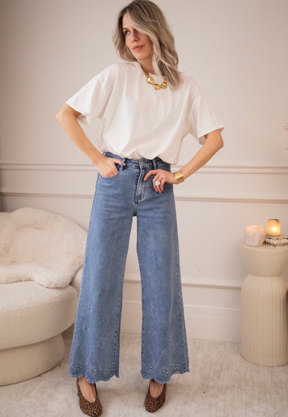 Wide Wildflower Blue - Jeans