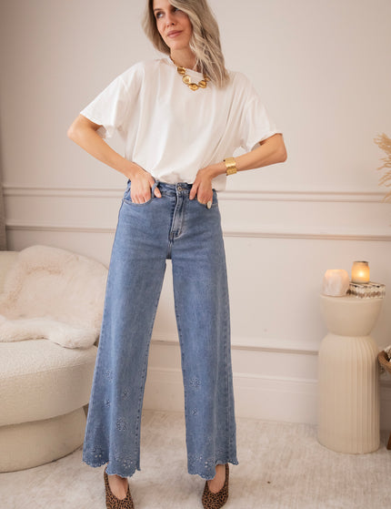 Wide Wildflower Blue - Jeans