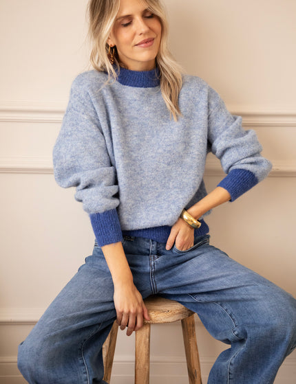 Noa Contrast Knit Blue/Dark Blue - Trui