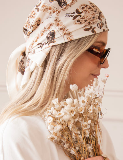 Silky Paisley Off White/Brown - Sjaal