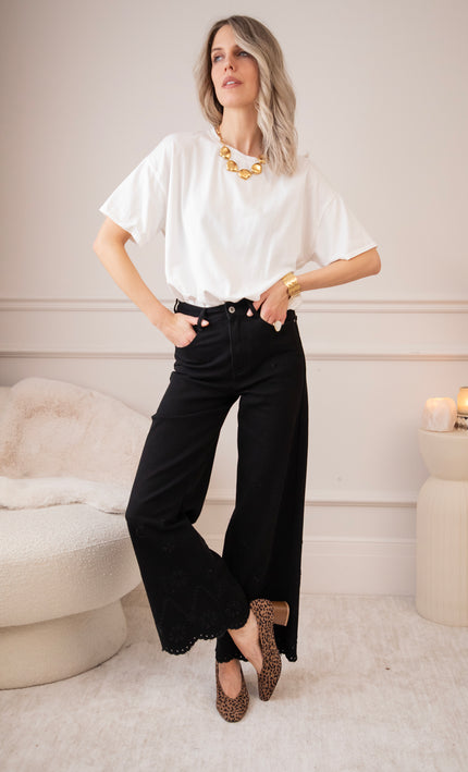 Wide Wildflower Black - Jeans