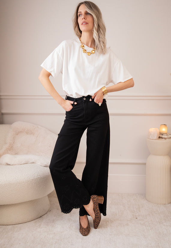 Wide Wildflower Black - Jeans