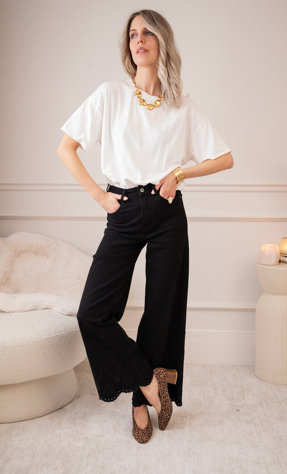 Jeans - Wide Wildflower - Schwarz