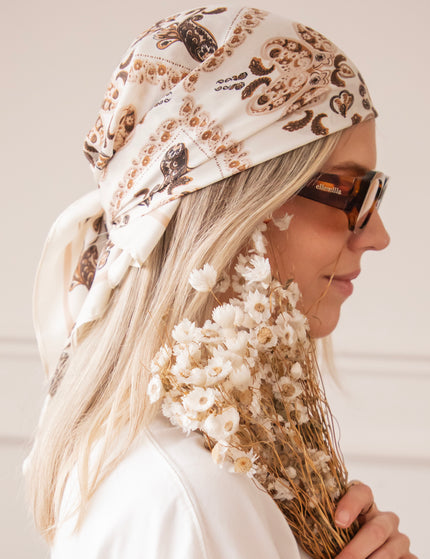 Silky Paisley Off White/Brown - Sjaal