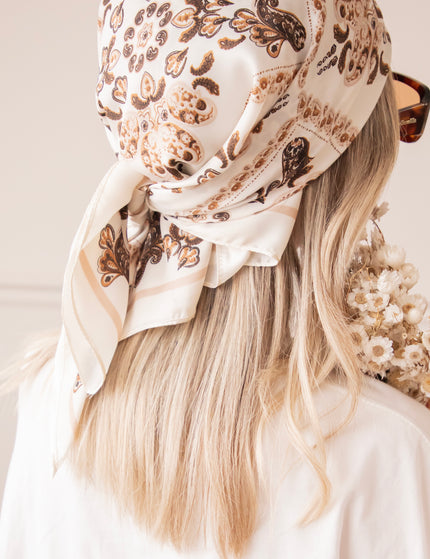 Silky Paisley Off White/Brown - Sjaal