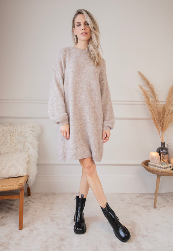 Bea Taupe - Sweater Dress