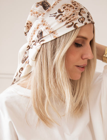 Silky Paisley Off White/Brown - Sjaal